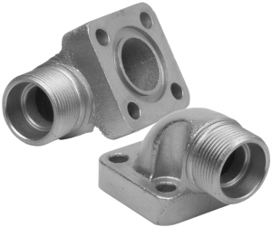 Bride acier coudée 4 trous entraxe 35 vis M6 pour tube DIN 15L