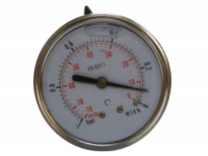 Manomètre inox Ø63 à bain de glyérine -1-0 bar raccord arrière 1/4" inox