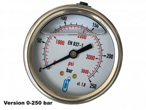 Manomètre à bain de glycérine Ø63 0-60b raccord arrière 1/4"