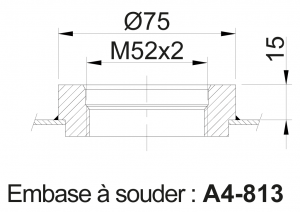 Embase à souder pour bouchon de remplissage reniflard en nylon 118.TPM.A4803